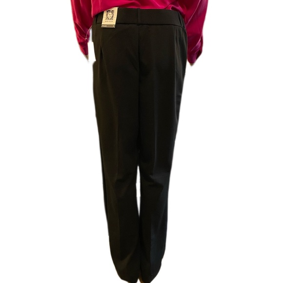 Ann Klein Black Curvy Fit Slim Leg Pants with Gold Button Belt Loops Pockets - Picture 5 of 10